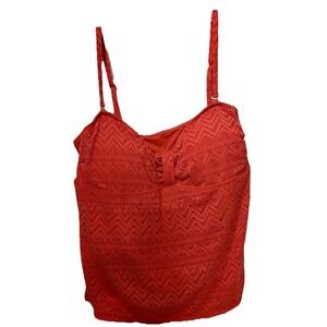 Catalina Solid Cut Out Lace Bandini Swimsuit Top XL 16-18 Tankini Bathing Suit